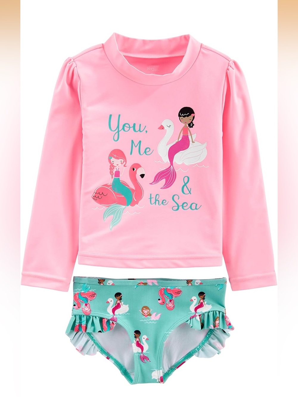 Simple Joys by Carter’s girls Pink Mermaid Rash Guard Swim Set -You, Me &the Sea